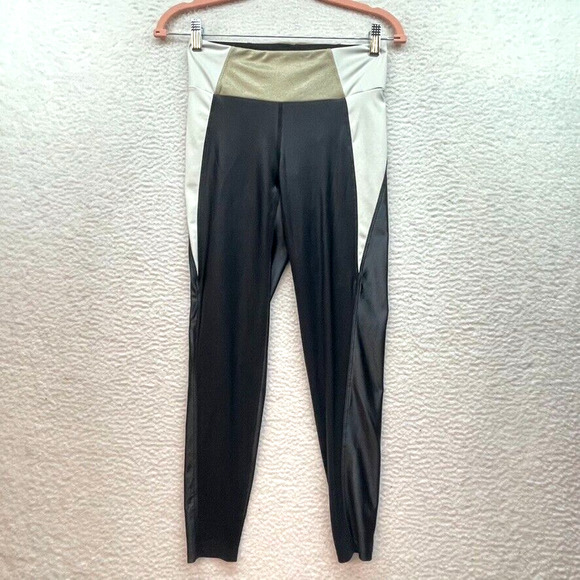 Heroine Sport Leggings Womens Medium Black Gold Metallic Marvel Gym Workout USA - Picture 1 of 11